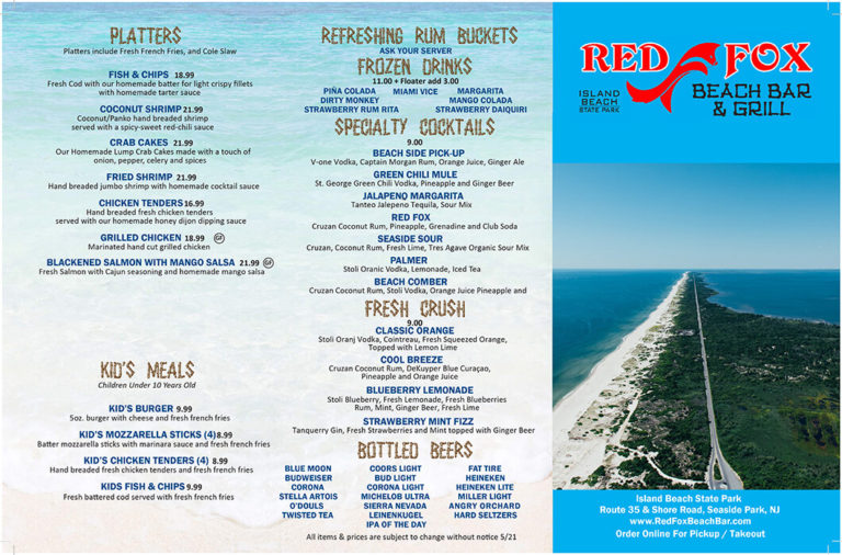 Frozen Drinks | Daily Specials | Kid's Meals | Seaside Park, NJ | Red
